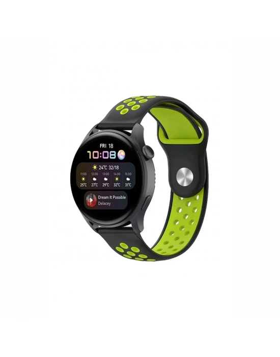 Newface Watch 20mm Spor Delikli Kordon - Siyah-Yeşil