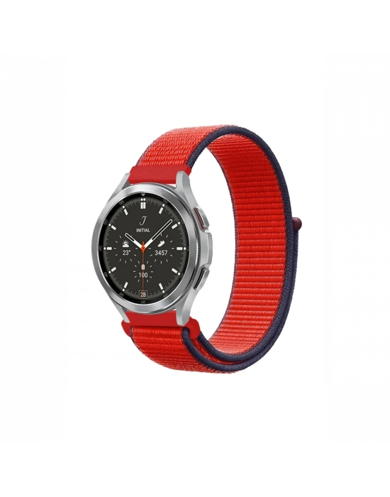 Newface Watch 22mm Hasırlı Cırtcırtlı Kordon - Kırmızı