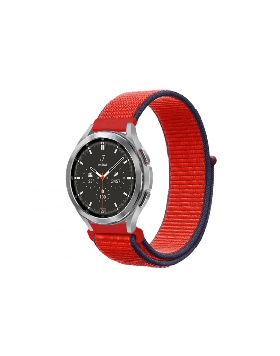 Newface Watch 22mm Hasırlı Cırtcırtlı Kordon - Kırmızı