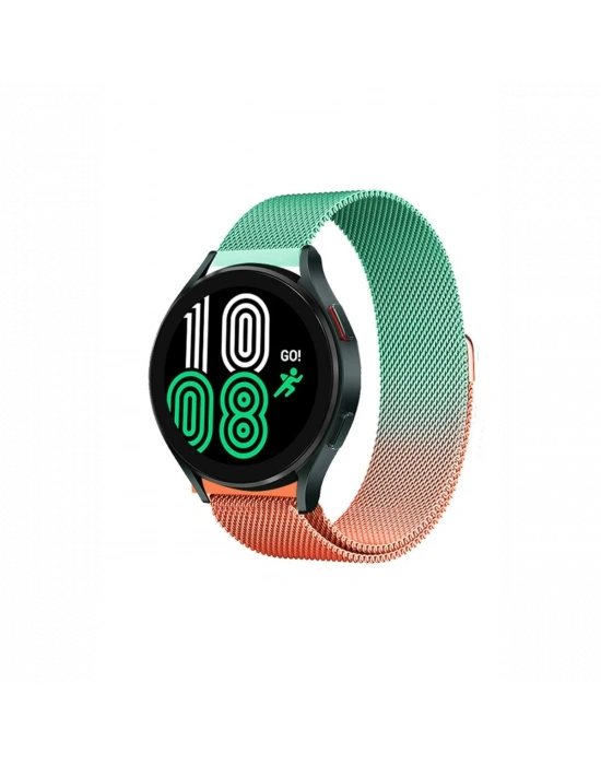 Newface Watch 22mm Metal Mıknatıslı Kordon - Turuncu-Yeşil