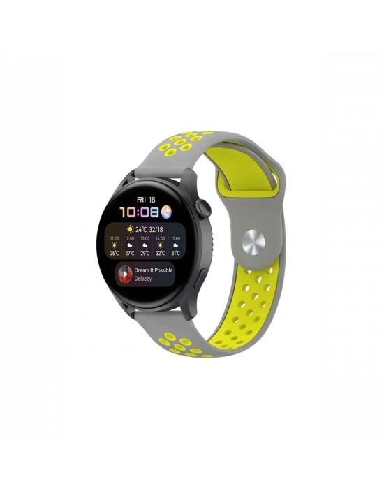 Newface Watch 22mm Spor Delikli Kordon - Gri-Yeşil