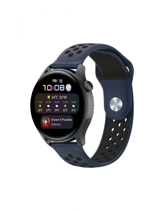 Newface Watch 22mm Spor Delikli Kordon - Lacivert-Siyah