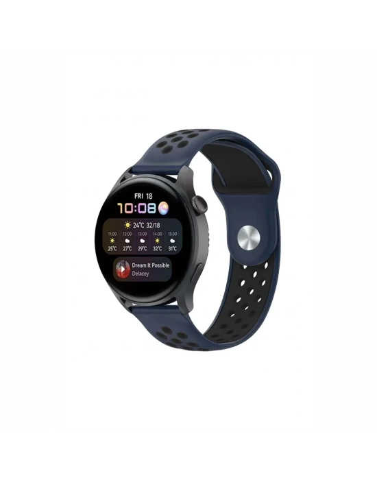 Newface Watch 22mm Spor Delikli Kordon - Lacivert-Siyah