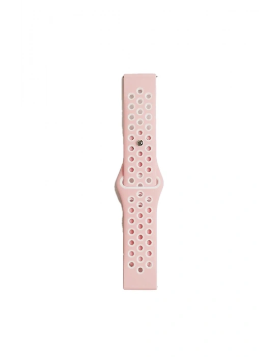 Newface Watch 22mm Spor Delikli Kordon - Pembe-Beyaz