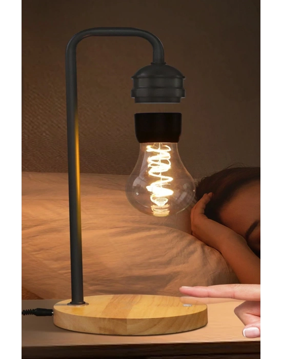 Newface XF01 Ampul Görünümlü Kablosuz Şarj Özellikli Gece Lambası - Siyah