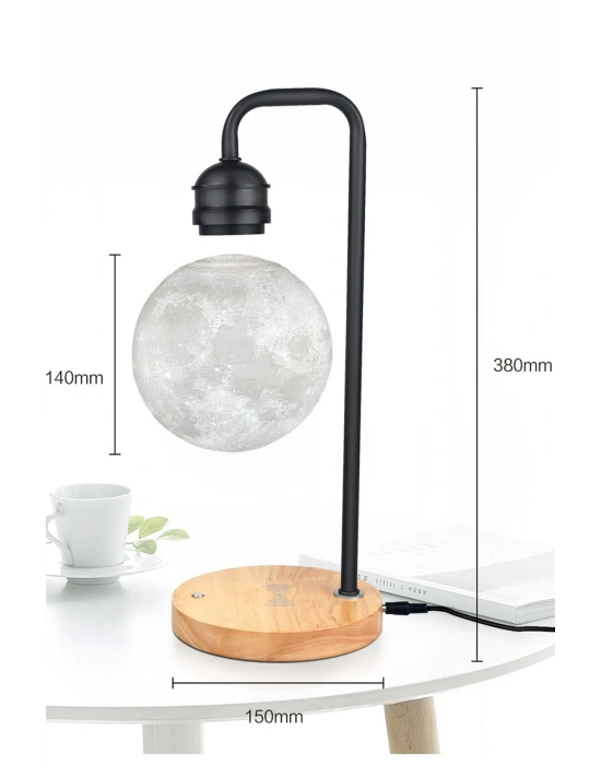 Newface XF02 Ay Görünümlü Kablosuz Şarj Özellikli Gece Lambası - Siyah