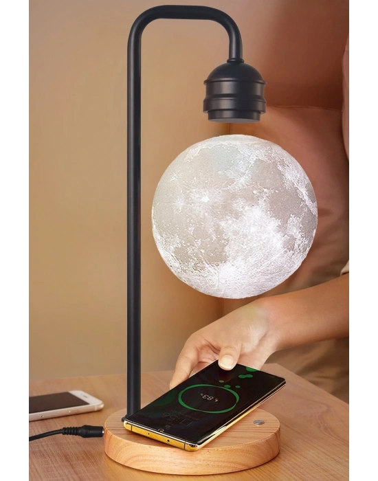 Newface XF02 Ay Görünümlü Kablosuz Şarj Özellikli Gece Lambası - Siyah