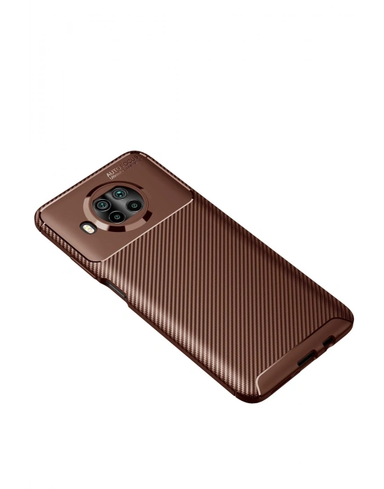 Newface Xiaomi Mi 10T Lite Kılıf Auto Focus Karbon Kapak - Kahverengi