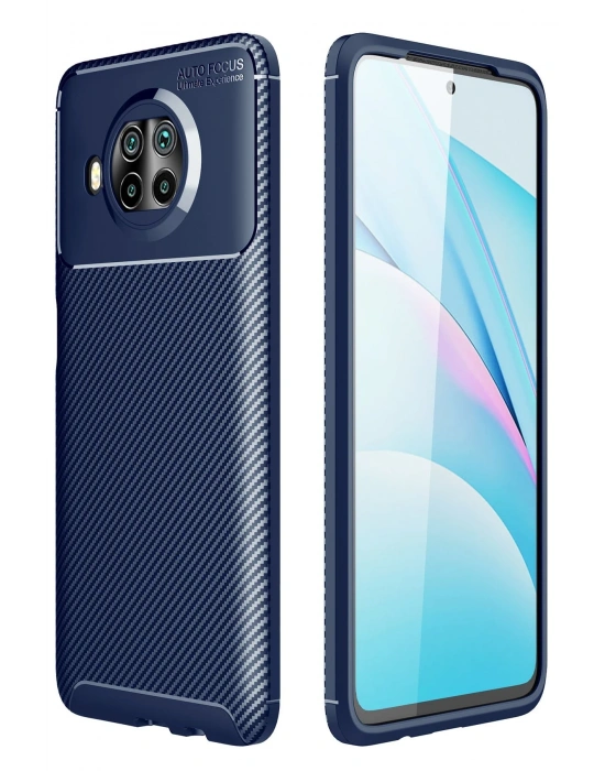Newface Xiaomi Mi 10T Lite Kılıf Auto Focus Karbon Kapak - Lacivert