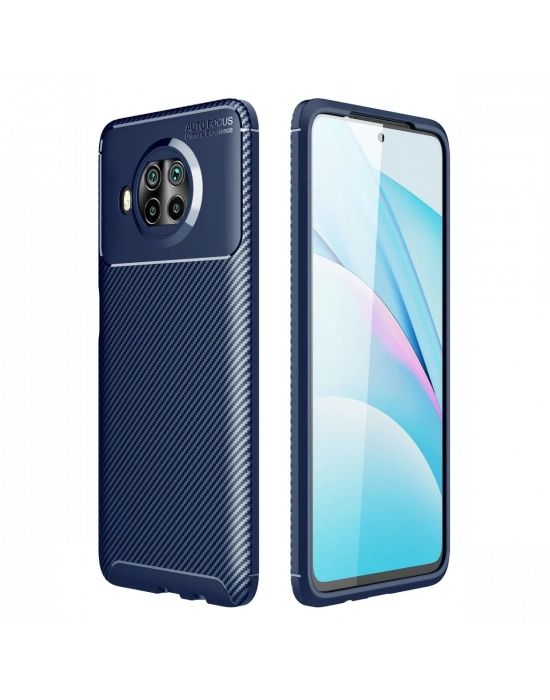 Newface Xiaomi Mi 10T Lite Kılıf Auto Focus Karbon Kapak - Lacivert