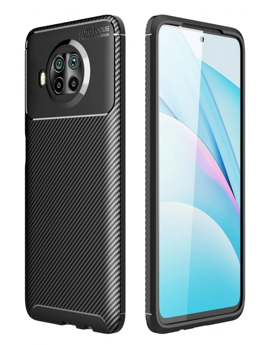 Newface Xiaomi Mi 10T Lite Kılıf Auto Focus Karbon Kapak - Siyah
