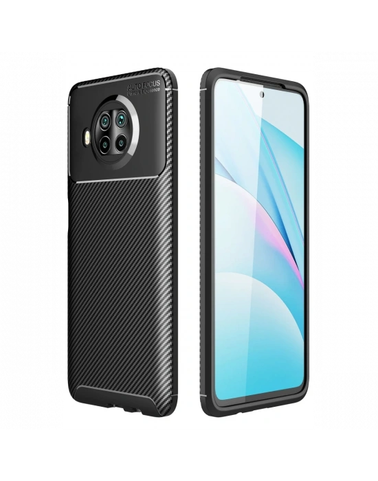 Newface Xiaomi Mi 10T Lite Kılıf Auto Focus Karbon Kapak - Siyah
