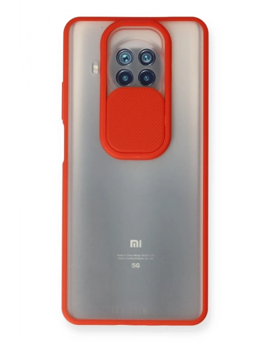 Newface Xiaomi Mi 10T Lite Kılıf Palm Buzlu Kamera Sürgülü Silikon - Kırmızı