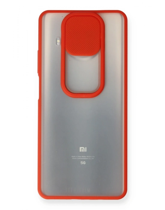 Newface Xiaomi Mi 10T Lite Kılıf Palm Buzlu Kamera Sürgülü Silikon - Kırmızı
