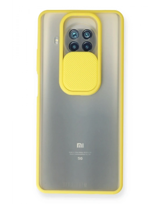 Newface Xiaomi Mi 10T Lite Kılıf Palm Buzlu Kamera Sürgülü Silikon - Sarı