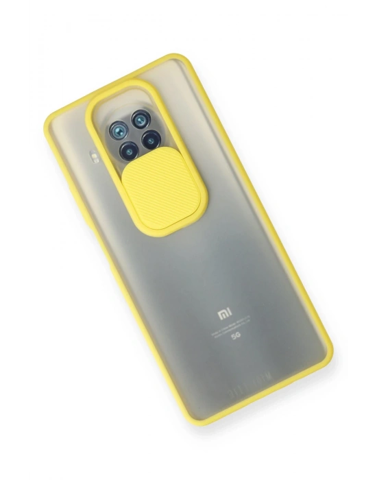 Newface Xiaomi Mi 10T Lite Kılıf Palm Buzlu Kamera Sürgülü Silikon - Sarı