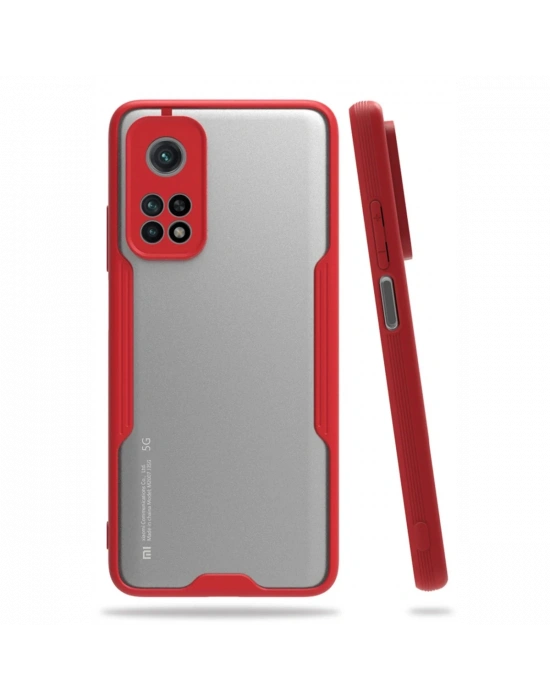 Newface Xiaomi Mi 10T Pro Kılıf Platin Silikon - Kırmızı