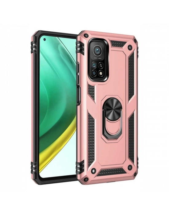 Newface Xiaomi Mi 10T Pro Kılıf Sofya Yüzüklü Silikon Kapak - Rose