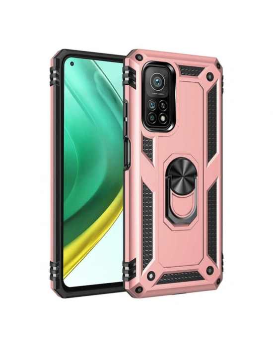 Newface Xiaomi Mi 10T Pro Kılıf Sofya Yüzüklü Silikon Kapak - Rose