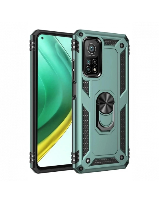 Newface Xiaomi Mi 10T Pro Kılıf Sofya Yüzüklü Silikon Kapak - Yeşil