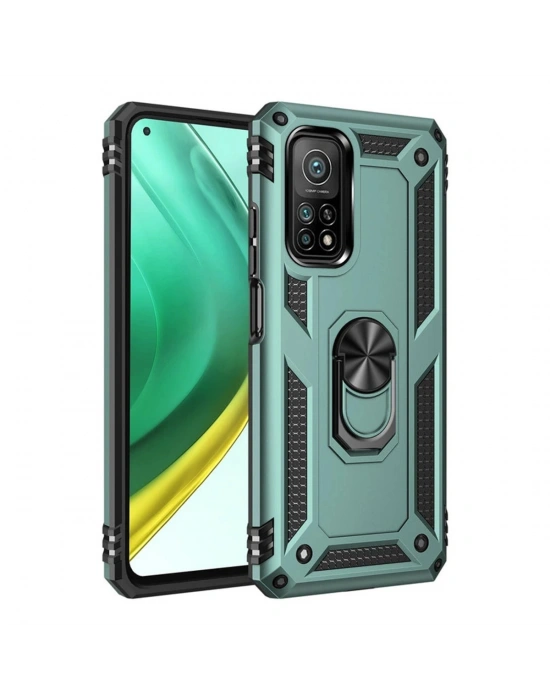 Newface Xiaomi Mi 10T Pro Kılıf Sofya Yüzüklü Silikon Kapak - Yeşil