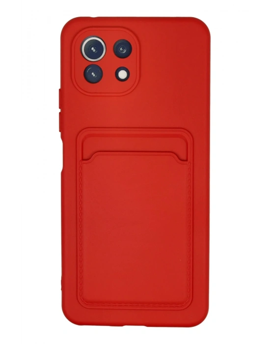Newface Xiaomi Mi 11 Kılıf Kelvin Kartvizitli Silikon - Kırmızı