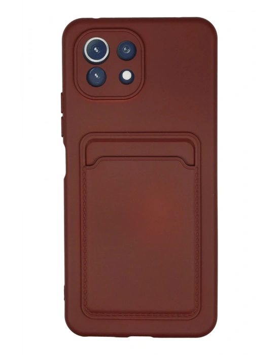 Newface Xiaomi Mİ 11 Lite Kılıf Kelvin Kartvizitli Silikon - Bordo