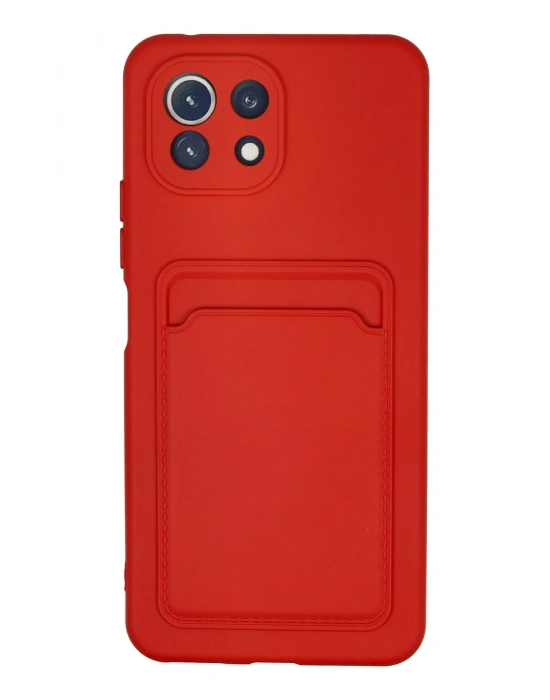 Newface Xiaomi Mİ 11 Lite Kılıf Kelvin Kartvizitli Silikon - Kırmızı