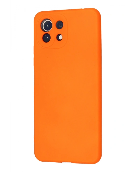 Newface Xiaomi Mİ 11 Lite Kılıf Nano içi Kadife Silikon - Turuncu