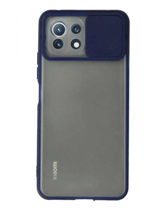Newface Xiaomi Mİ 11 Lite Kılıf Palm Buzlu Kamera Sürgülü Silikon - Lacivert