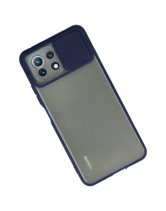 Newface Xiaomi Mİ 11 Lite Kılıf Palm Buzlu Kamera Sürgülü Silikon - Lacivert
