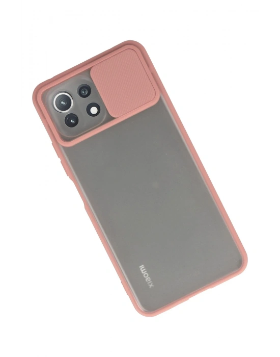 Newface Xiaomi Mİ 11 Lite Kılıf Palm Buzlu Kamera Sürgülü Silikon - Pembe