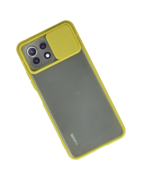 Newface Xiaomi Mİ 11 Lite Kılıf Palm Buzlu Kamera Sürgülü Silikon - Sarı