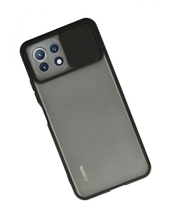 Newface Xiaomi Mİ 11 Lite Kılıf Palm Buzlu Kamera Sürgülü Silikon - Siyah