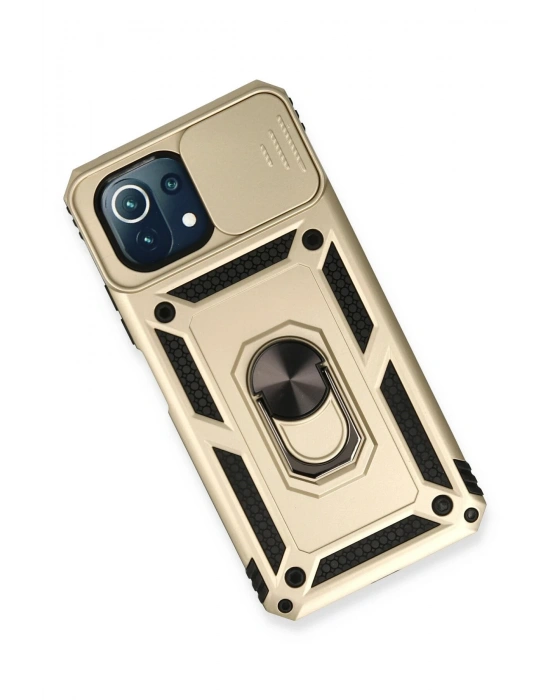 Newface Xiaomi Mİ 11 Lite Kılıf Pars Lens Yüzüklü Silikon - Gold