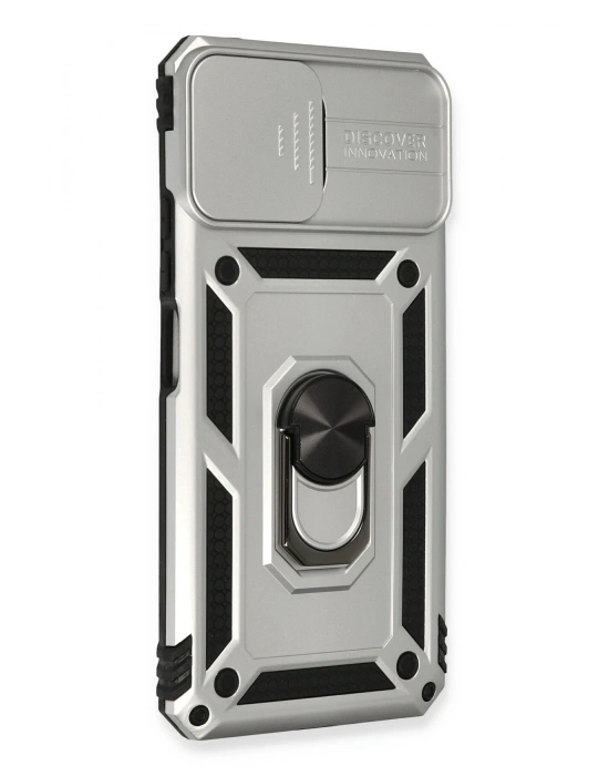 Newface Xiaomi Mİ 11 Lite Kılıf Pars Lens Yüzüklü Silikon - Gümüş