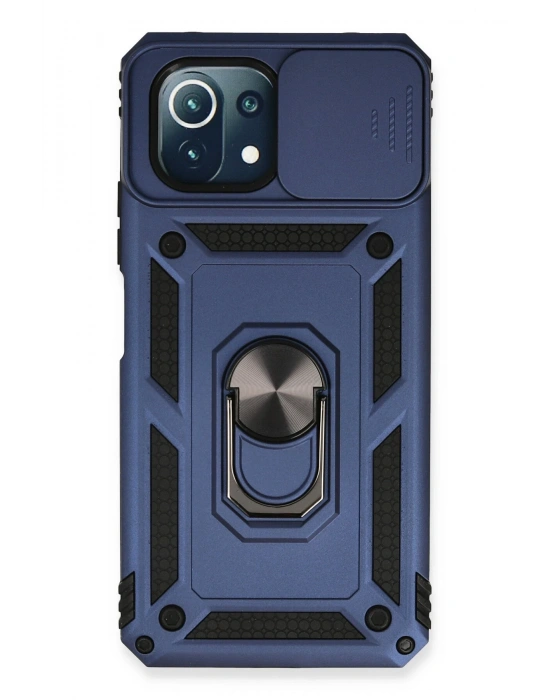 Newface Xiaomi Mİ 11 Lite Kılıf Pars Lens Yüzüklü Silikon - Lacivert