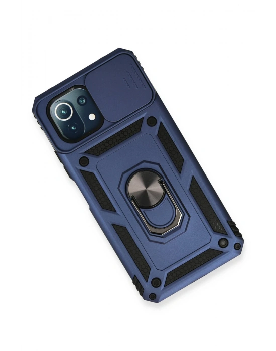 Newface Xiaomi Mİ 11 Lite Kılıf Pars Lens Yüzüklü Silikon - Lacivert