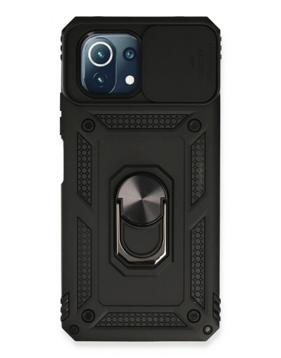 Newface Xiaomi Mİ 11 Lite Kılıf Pars Lens Yüzüklü Silikon - Siyah