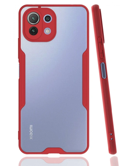 Newface Xiaomi Mİ 11 Lite Kılıf Platin Silikon - Kırmızı