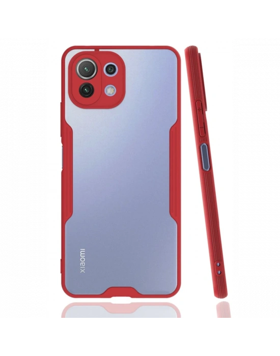 Newface Xiaomi Mİ 11 Lite Kılıf Platin Silikon - Kırmızı