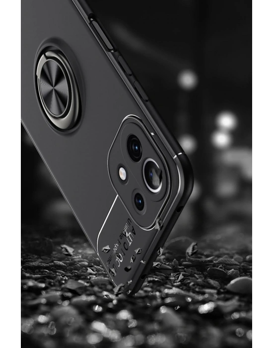 Newface Xiaomi Mİ 11 Lite Kılıf Range Yüzüklü Silikon - Kırmızı