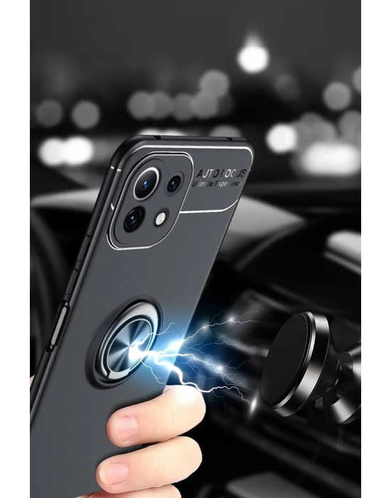 Newface Xiaomi Mİ 11 Lite Kılıf Range Yüzüklü Silikon - Siyah-Gold