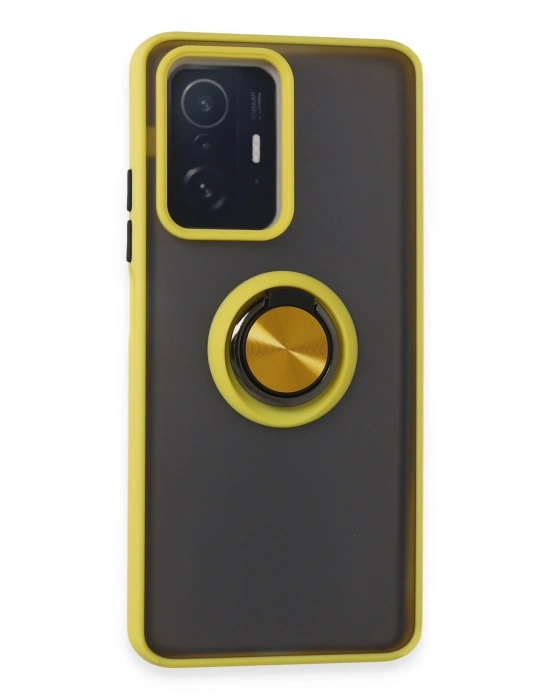 Newface Xiaomi Mi 11T Pro Kılıf Montreal Yüzüklü Silikon Kapak - Sarı