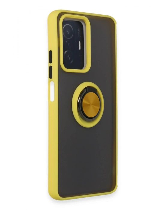 Newface Xiaomi Mi 11T Pro Kılıf Montreal Yüzüklü Silikon Kapak - Sarı