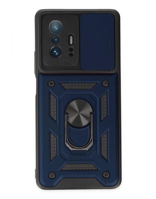 Newface Xiaomi Mi 11T Pro Kılıf Pars Lens Yüzüklü Silikon - Lacivert