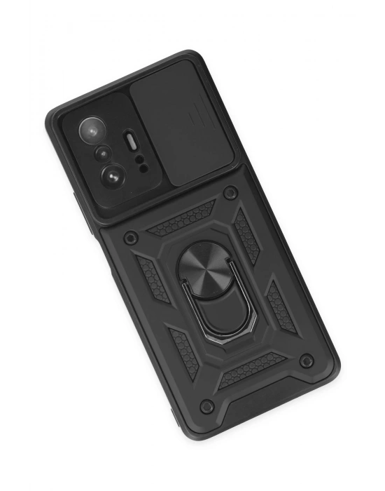 Newface Xiaomi Mi 11T Pro Kılıf Pars Lens Yüzüklü Silikon - Siyah