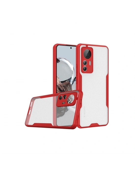 Newface Xiaomi Mi 12T Kılıf Platin Silikon - Kırmızı