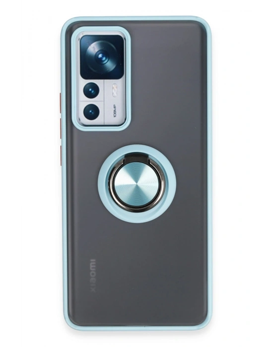 Newface Xiaomi Mi 12T Pro Kılıf Montreal Yüzüklü Silikon Kapak - Buz Mavi