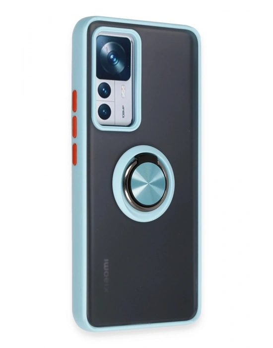 Newface Xiaomi Mi 12T Pro Kılıf Montreal Yüzüklü Silikon Kapak - Buz Mavi